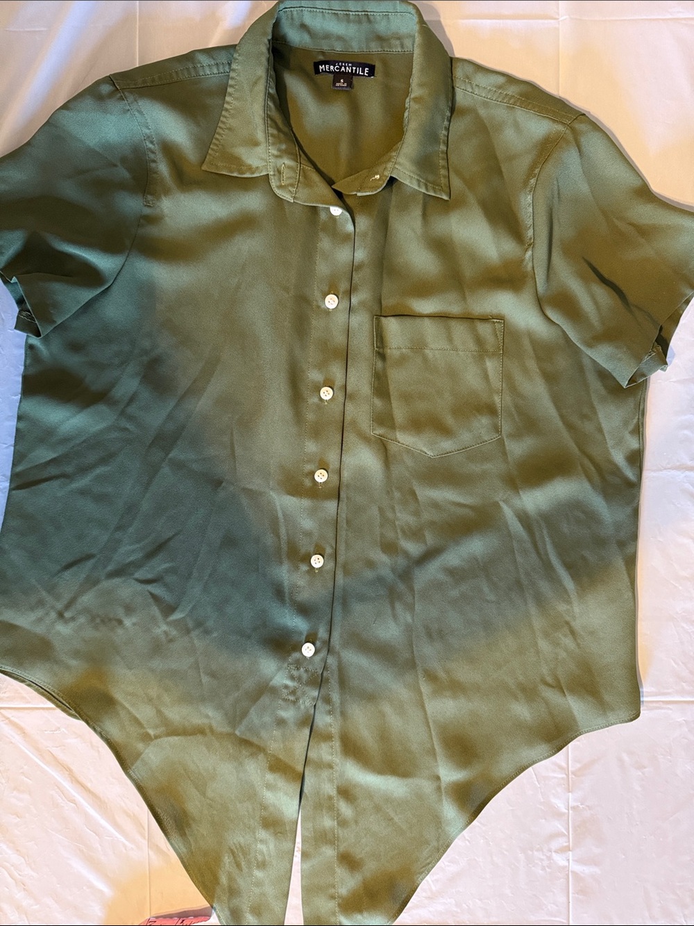 Madewell Olive Green Short Sleeve Button-Down Shirt